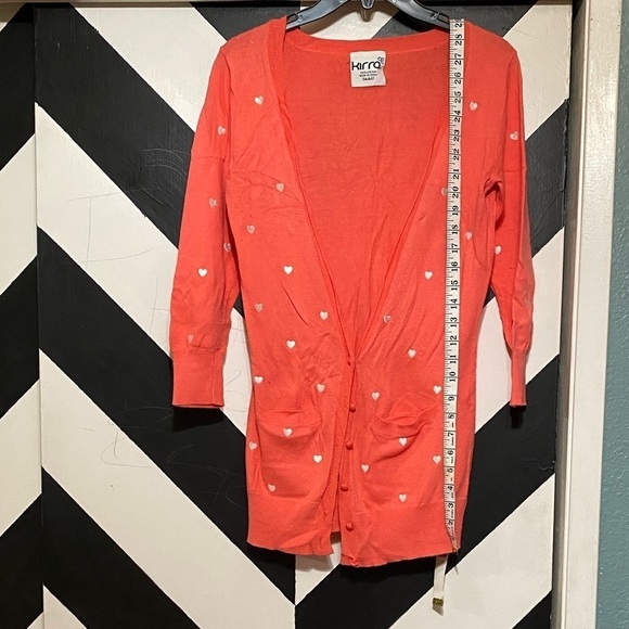 Kirra Hearts Cardigan Sweater 3/4 Sleeve Size S - Picture 7 of 8